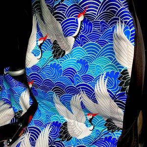 Japanese Crane Blue Car Seat Covers